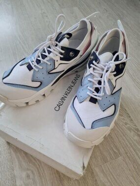 Calvin Klein Jeans Chunky Sneakers White Blue Pink Platform Women’s